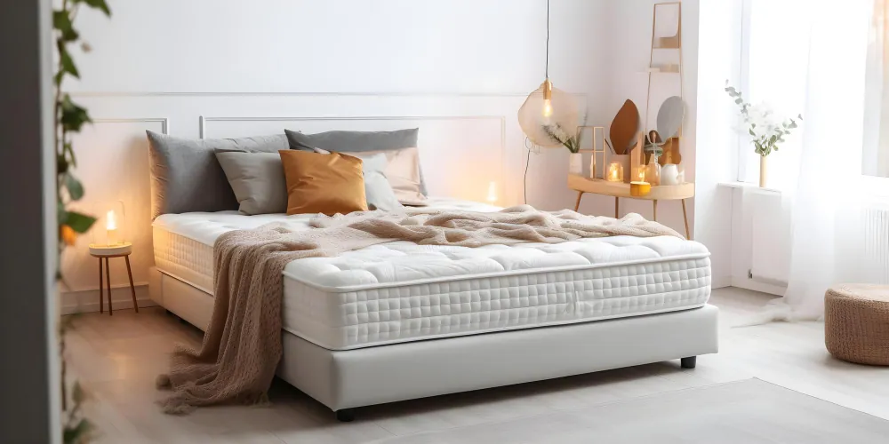 Grand matelas 200x200 carré dans une chambre spacieuse
